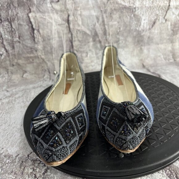 Meher Kakalia Hand Embroidered Burma Bollywood Ballerina Ballet Flats Size 40 - Picture 2 of 7